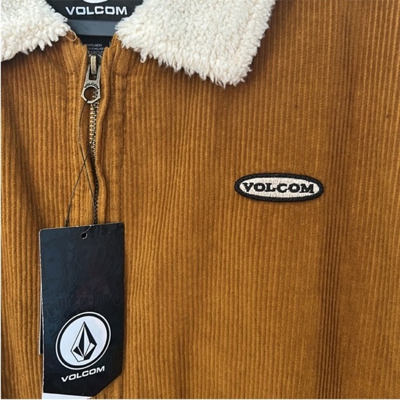 Volcom Large Coat Halecrest Corduroy Trucker Jacket Faux Shearling Collar NWT - Picture 3 of 10
